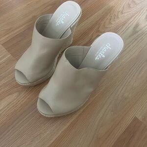 Allegra K Beige Open-Toe Wedges